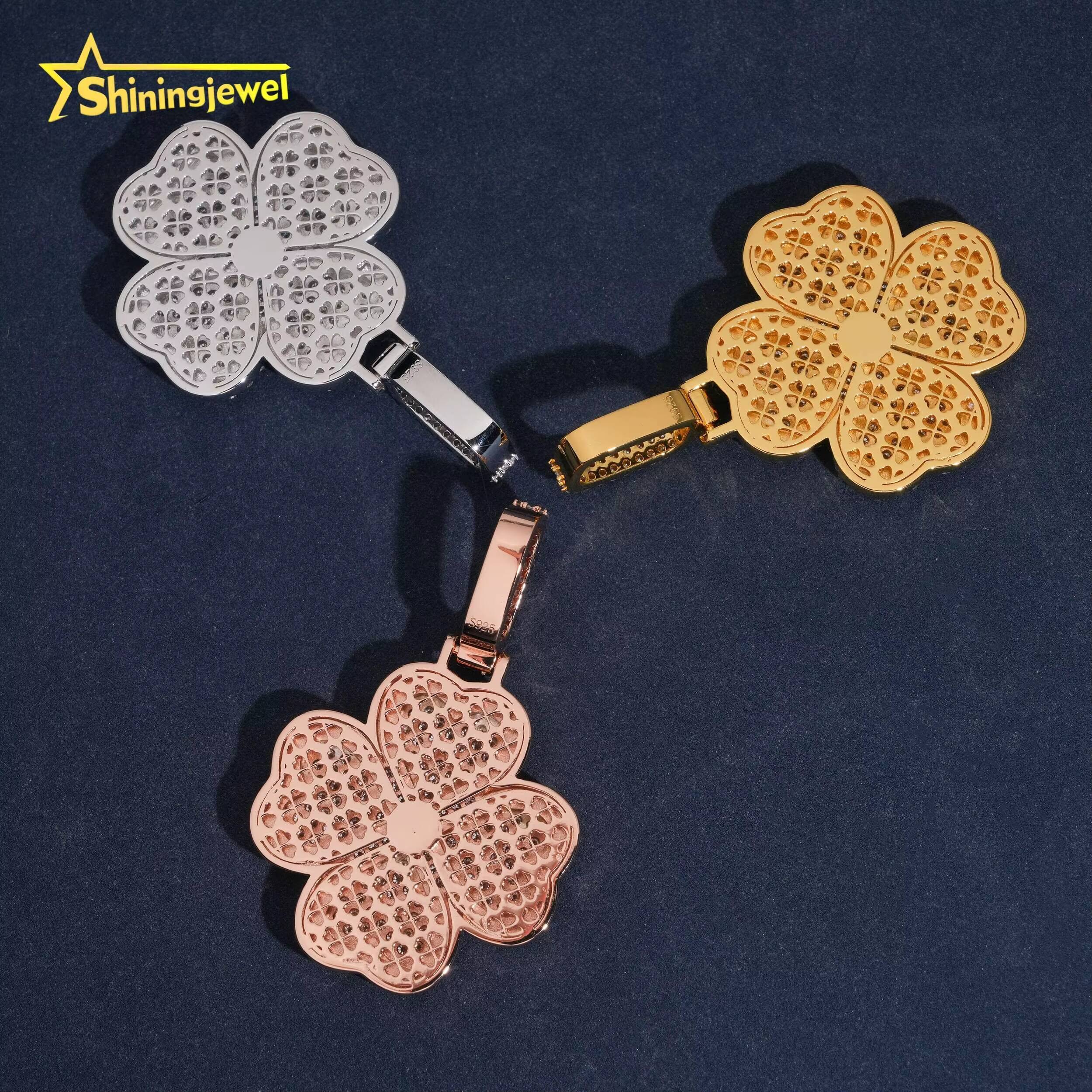 New Arrival VVS Moissanite Heart Pendant Jewelry Iced Out Diamond Hip Hop Moissanite Jewelry 925 Silver Clover Pendant Charm