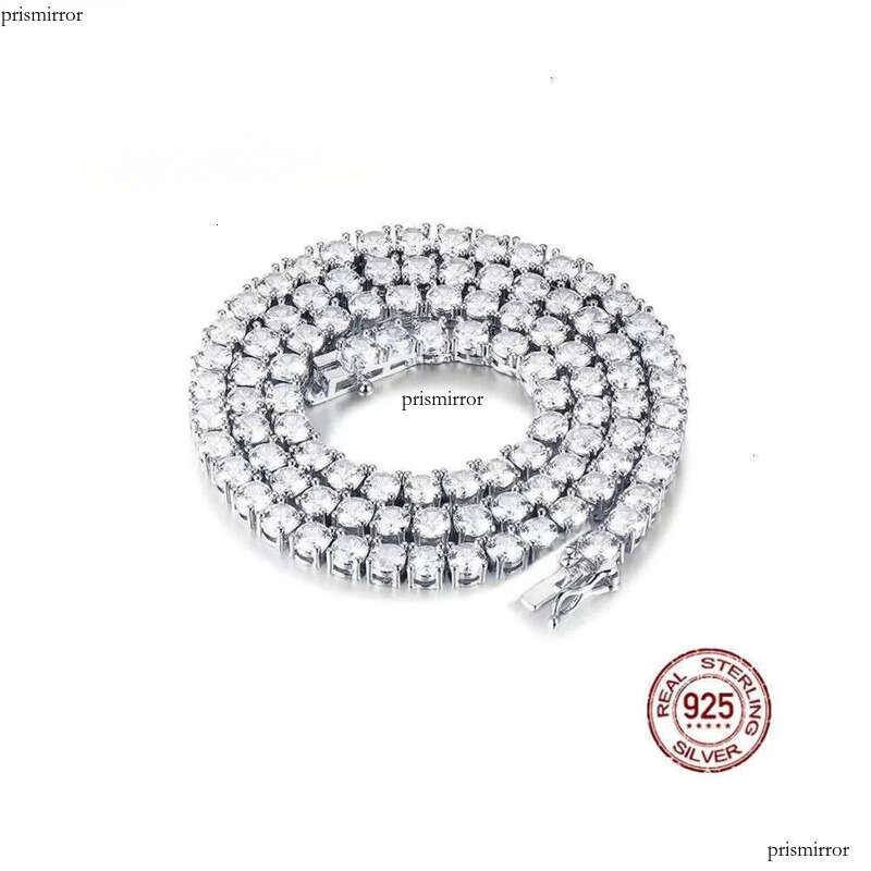 Fine Jewelry Men Women Sterling Sier Moissanite Dia Cluster Iced Out Tennis Chain Necklace