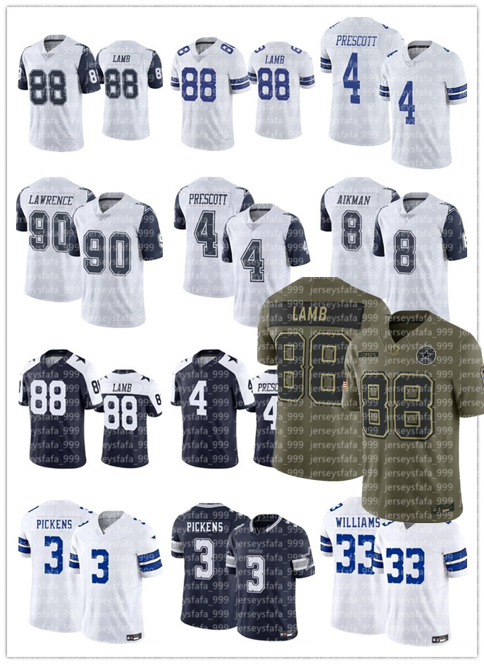 nfl Cowboys Jersey Emmitt Smith Roger Staubach Dak Prescott CeeDee Lamb Micah Parsons George Pickens Trevon Diggs Tyler Booker Brandon Aubrey DaRon Bland Football