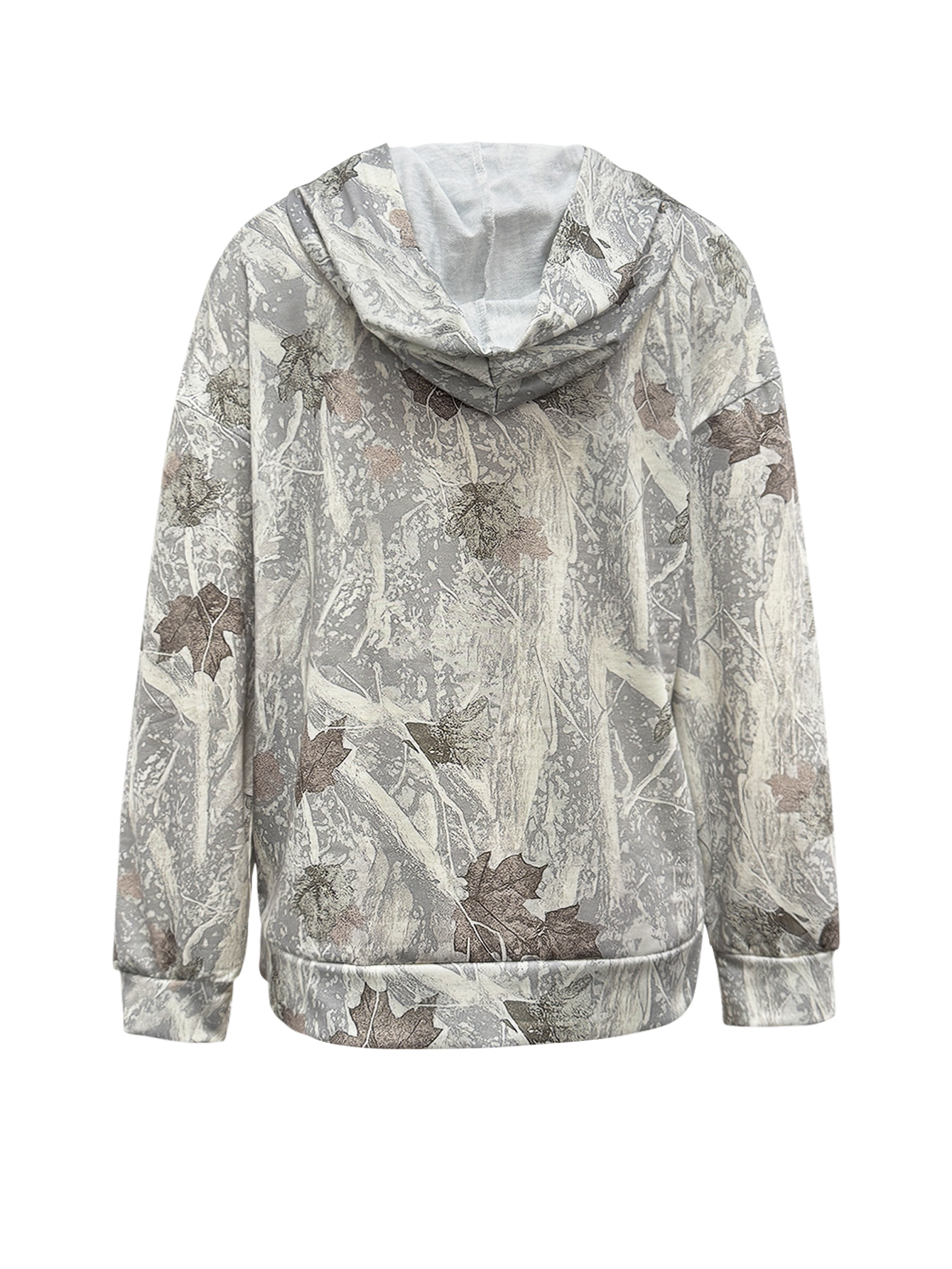 Women's Autumn Winter Leaf Print Hoodie - Casual Fashion Versatile Pullover Sweatshirt-CF55210