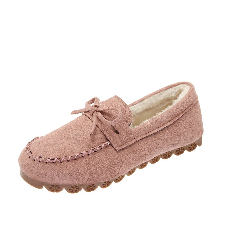 Winter Women Shoes Flat Loafers Warm Plush Inside SlipOn Casual Ladies Shoes NonSlip Bottom Bowtie Home Slippers Shoes WSH4236 251013
