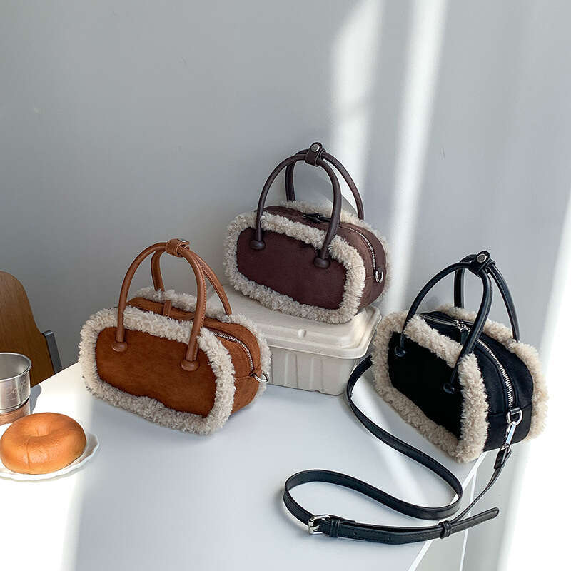 Autumn Winter Super Popular Suede Handbag High-End Niche Plush Patchwork Casual Shoulder Bag For Women B5