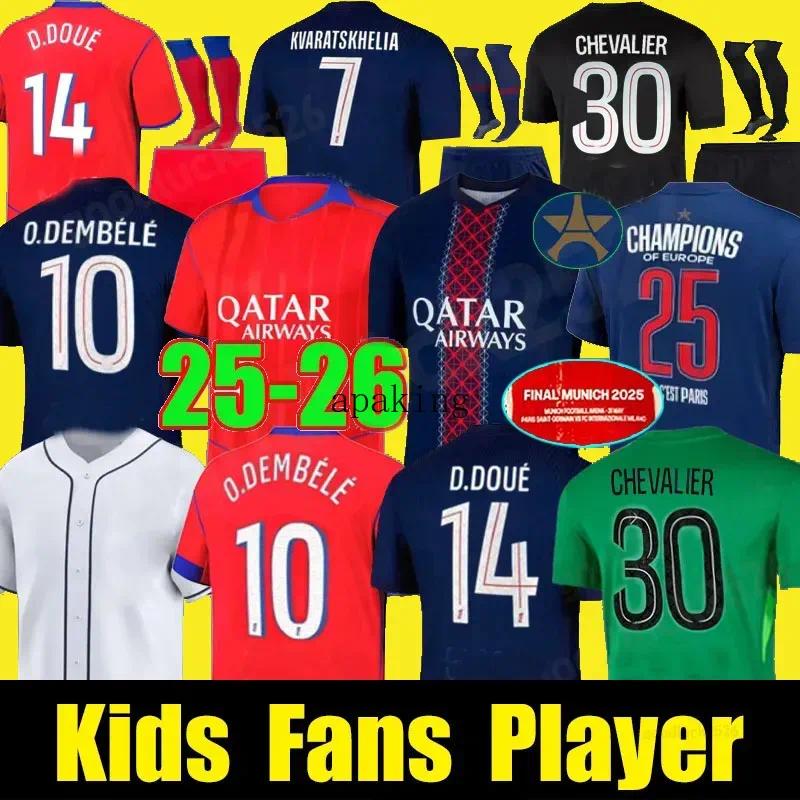 25 26 Paris enfants Maillot fourth Soccer Jerseys DEMBELE 2025 Men football shirt Equipment uniforms VITINHA BARCOLA KVARATSKHELIA doue G.RAMOS Hakimi Kids Kit