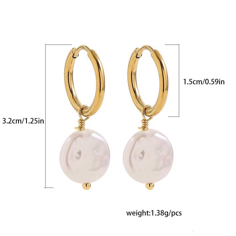 Exquisite round pearl pendant womens earrings stainless steel earrings statement jewelry gift Y251018