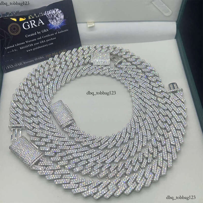 necklace 8mm 10mm 12mm dropshipping gold plated sier hip hop iced out moissanite cuban link chain jewelry