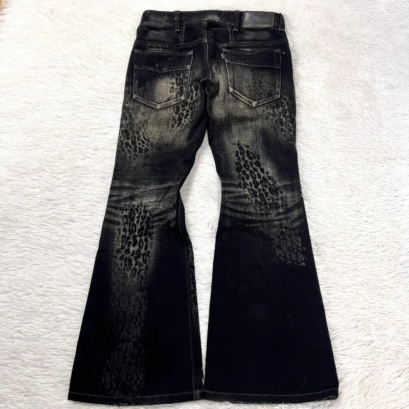 American Retro Fashion Wash n Pattern Slim MicroTrumpet LowRise Jeans Y2K Harajuku HipHop Gothic Street Wear 251009