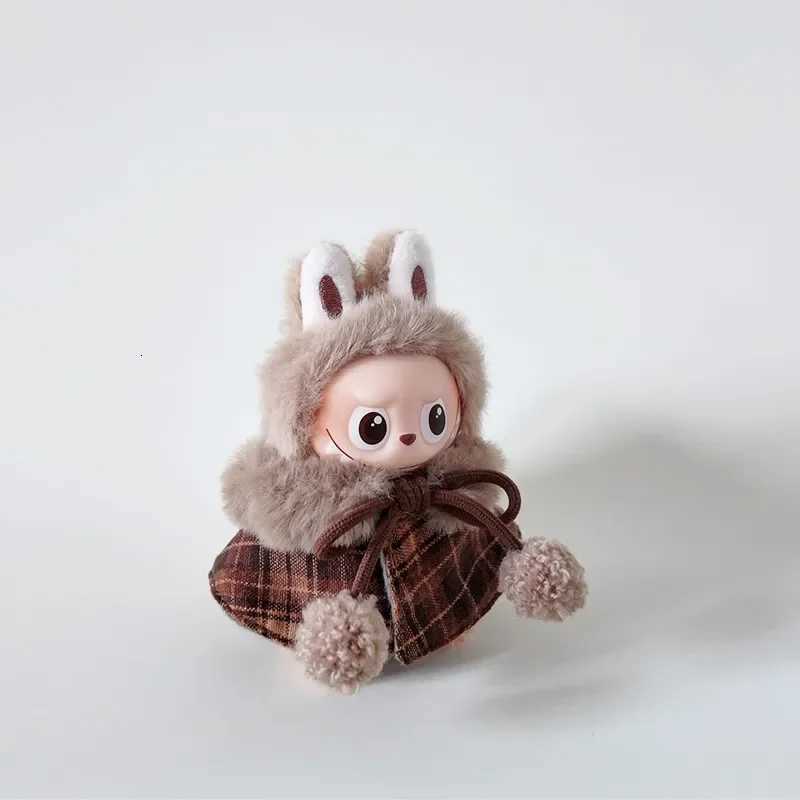 For Mini Labubu Clothing for Labubu 40 The Monsters Pin for Love Series Christmas Clothes Classic Grid Dress Cloak Set ClothingT251018