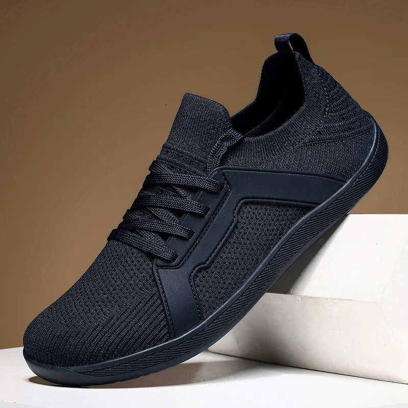 Wide Toe Barefoot Shoes for Unisex Minimalist Artificial Mesh Sneakers Lightweight Adjustable Slip On Walking Shoes for Men 251013