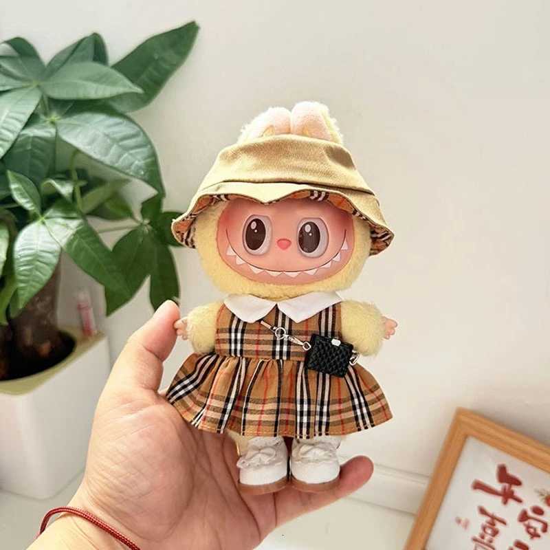 For 1517cm Labubu Doll Fashion Brown Checkered Clothes Skirt Hat Pants Set Labubu Clothing Dolls 30 Design Diy Toy AccessoriesT251018