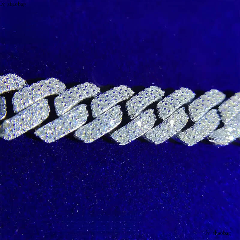 Wholesale 10-14mm Moissanite Fine Jewelry Custom Hip Hop VVS Cuban k Chain Sterg Sier Bracelets Bangles Men Women