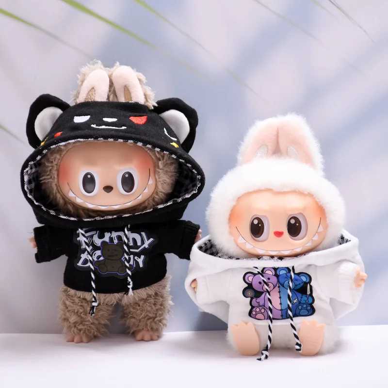 Labubu Clothes For 1517cm Doll Outfits Casual Style Bear Hoodie With Devil Hat Plush Cotton Idol Doll Universal Accessory GiftsT251018