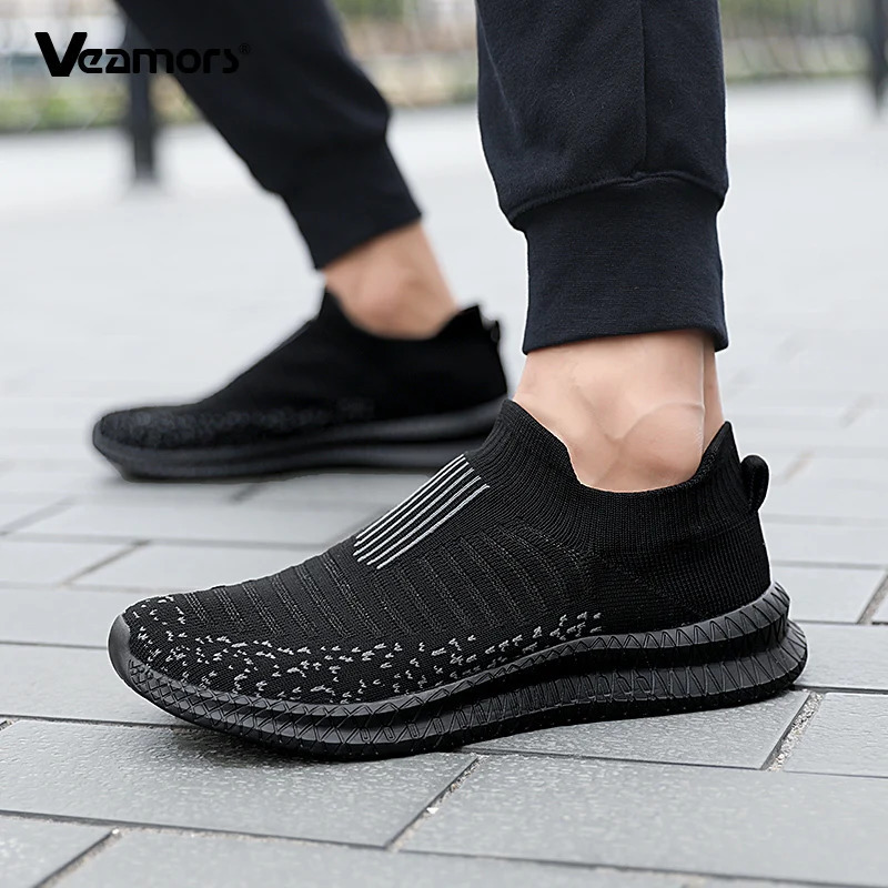 Mens Slipon Mesh Walking Shoes Elastic Soft Casual Sports Shoes Male Breathable Flat Running Jogging Sneakers Size 3846 251013