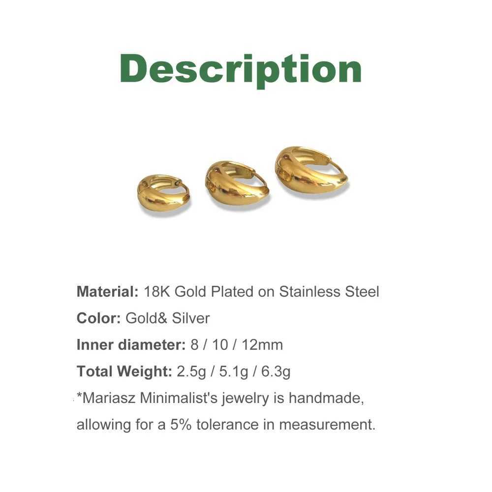 81012mm Minimalist red Stainless Steel Huggie Hoop Earrings For Wen Gold Color Chunky Teardrop Unisex Korean Jewelry X251018