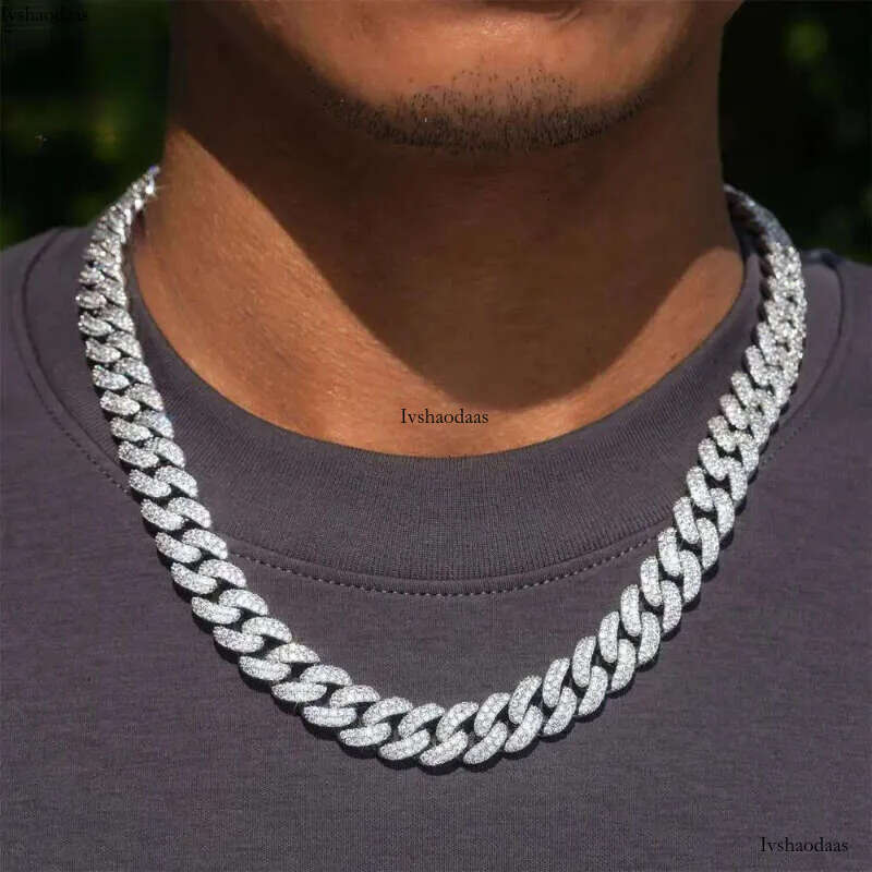 fashion pendant jewelry iced out hip hop sier 15mm wide round shape moissanite cuban necklaces and bracelets unisex