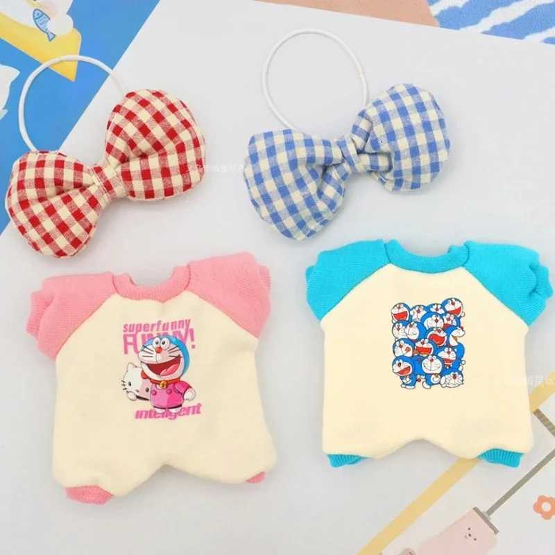 For 17cm Labubu Doll Clothes cute cartoon jumpsuit Doll Clothes sweet set Dolls Accessories grid bow Decoration Little ClothsT251018