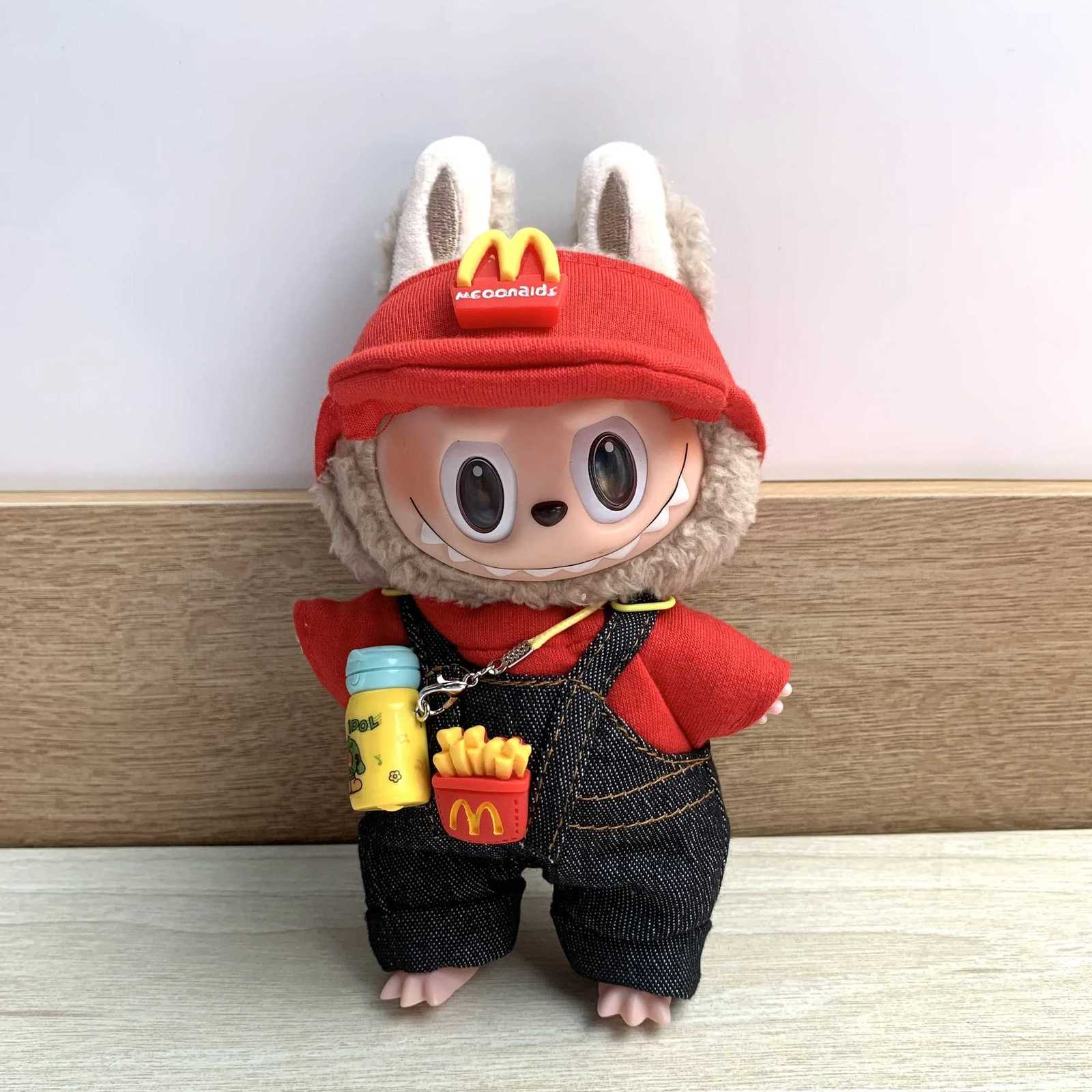 Clothes for Labubu 1517cm Plush doll clothing set lbb hair band tshirt trousers 15cm cotton doll bag dress accessoriesT251018