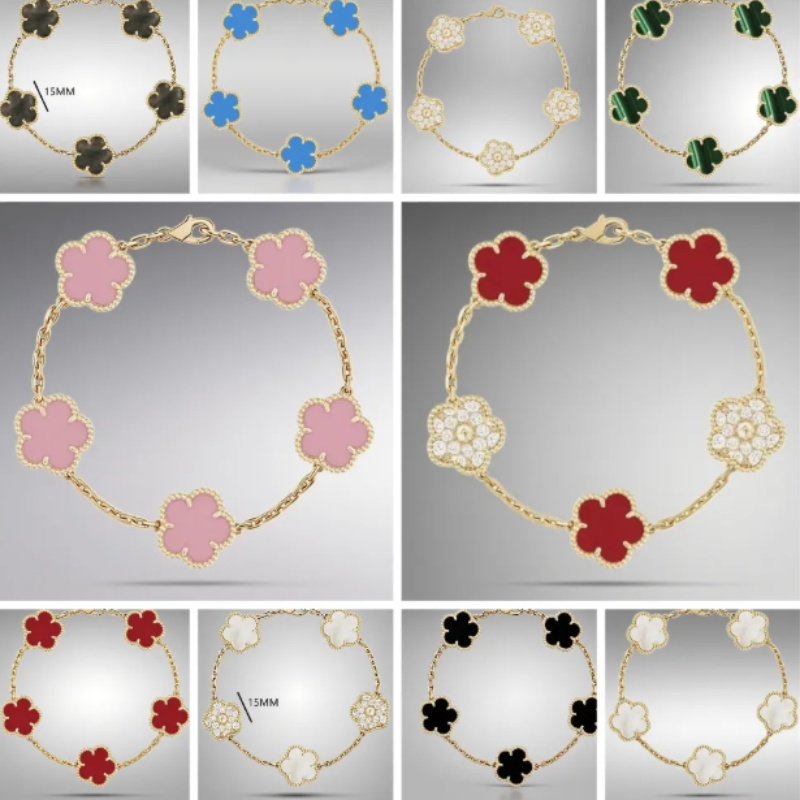 Classic Fashion Charm Bracelet Bangle Chain 18K Gold Agate Shell Jewelry for Women & Girls, Wedding and Mother's Day Bracelet