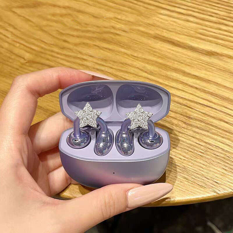 Suitable for Women Full Dia Five-Pointed Star Headphone Buckle Niche Versatile Daily Earrings Accessories New Model