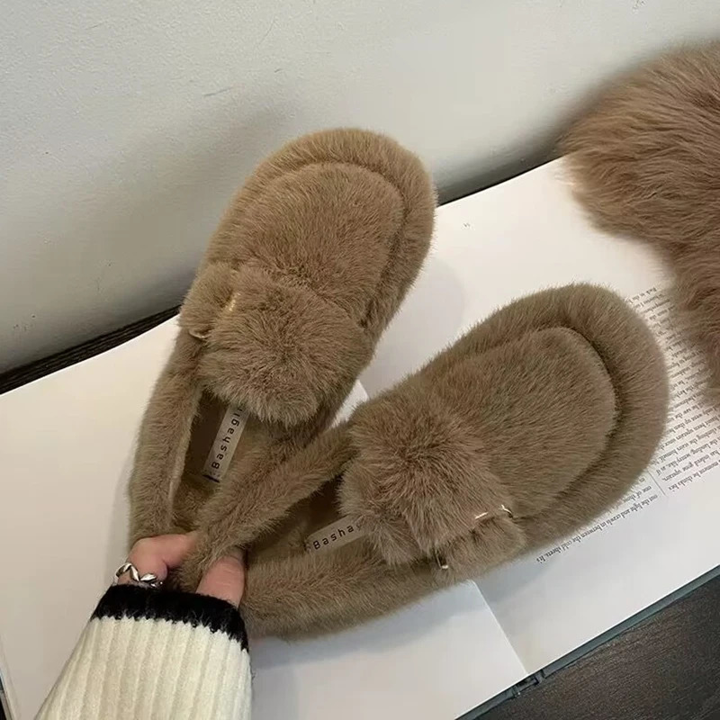 round toe lamb fur sneakers for woman cozy plush padded winter shoes thicken warm furry flats slip on loafers zapatos de mujer 251013