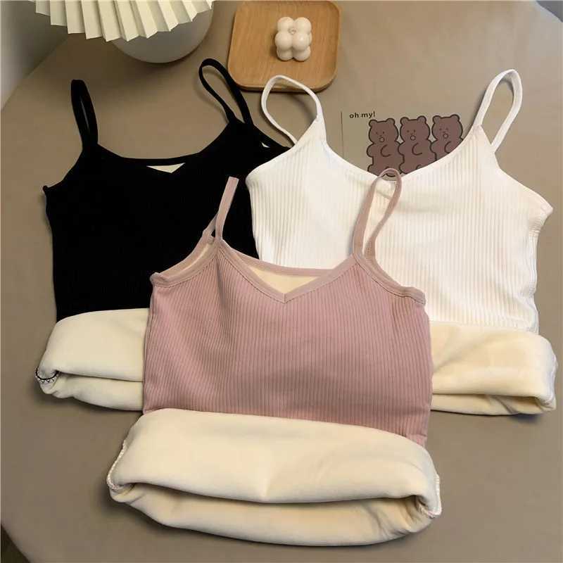 1pcs Women Winter Warm Underwear Female Thin Velvet Tshirt Sleeveless Tops Solid Color Thermal Casual Nightwear Sexy Elasticity T251018
