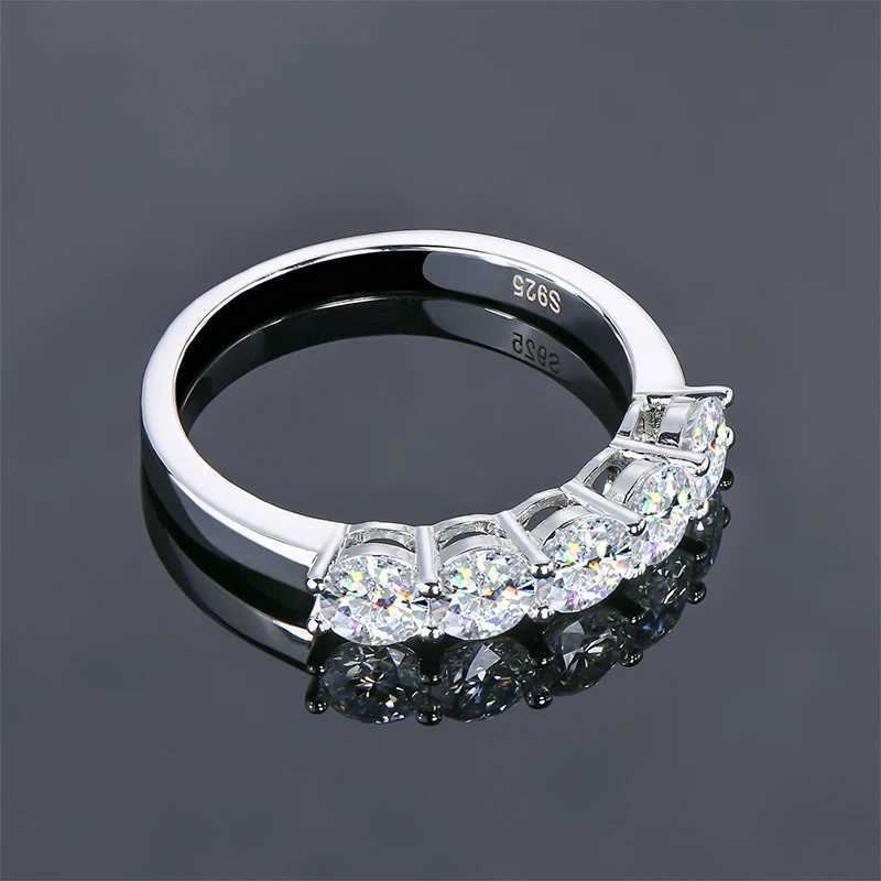 IOGOU 5 Stone Engagement Ring 4mm D Moissanite Half Eternity Wedding Band Anniversary Rings for Women Silver 925 Fine JewelryW251018