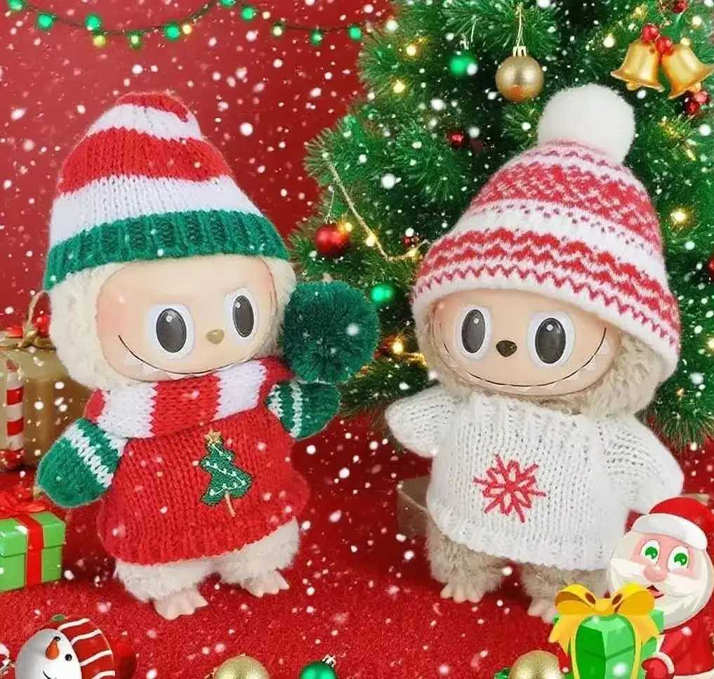 labubu clothes Christmas Festival Dress Winter Sweater Twopiece Set Decorative Pendant no dollT251018