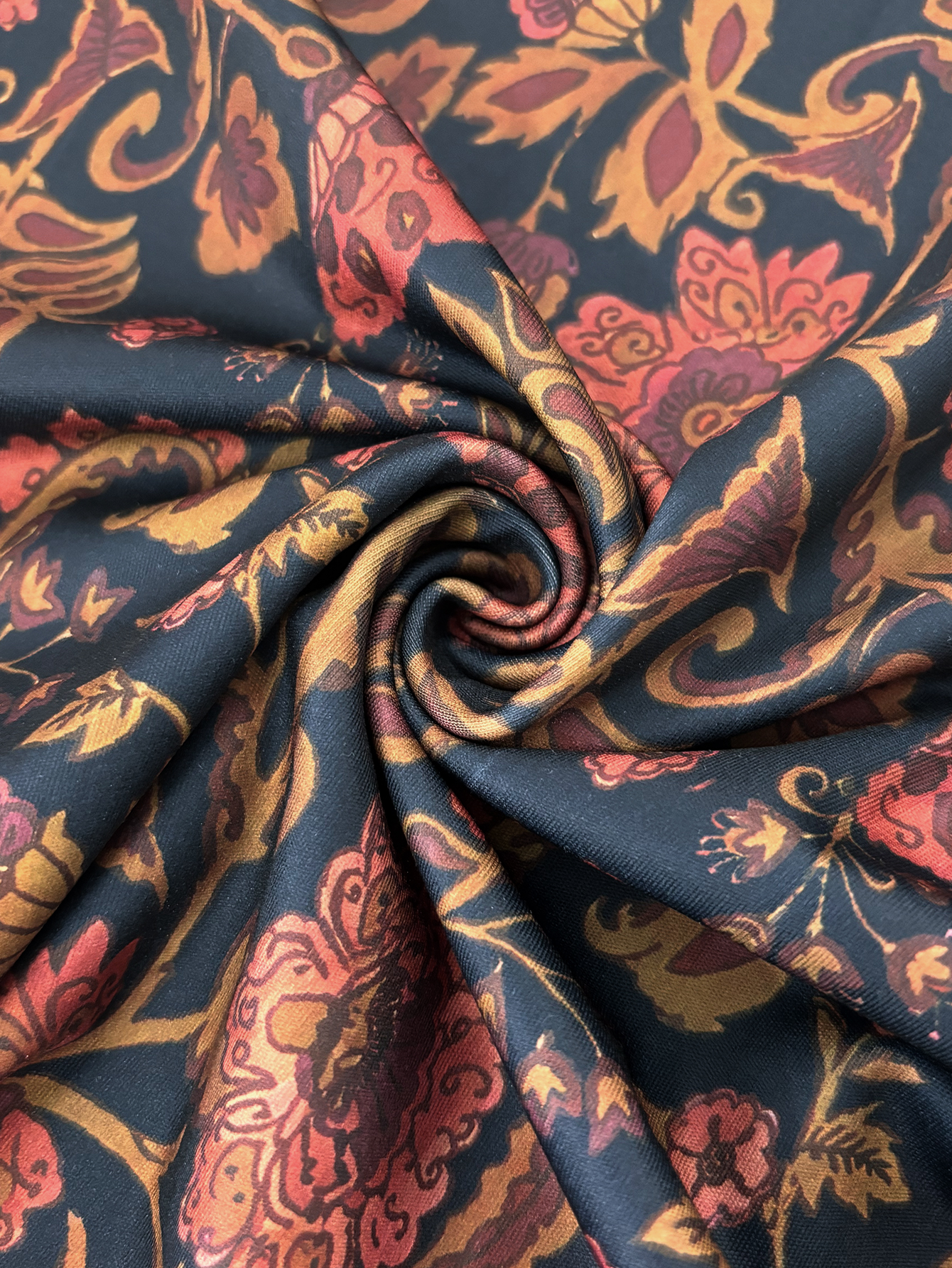 Women's Plus Size Autumn Winter Retro Floral Print Midi Skirt - Casual Fashion Versatile Skirt-YL24076