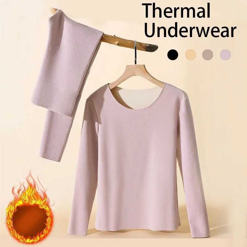 Women Thermal Underwear Winter Long Sleeve Bottoming Top Seamless Thick Double Layer Warm Lingerie Woman 2 Pcs Set Sleepwear602 T251018