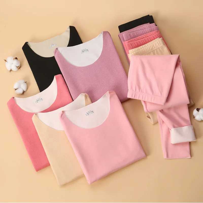 New Ab Reversible Fleece Seamless Thermal Underwear Set for Women and Couples Autumn Tops and Trousers Winter Base Layer T251018
