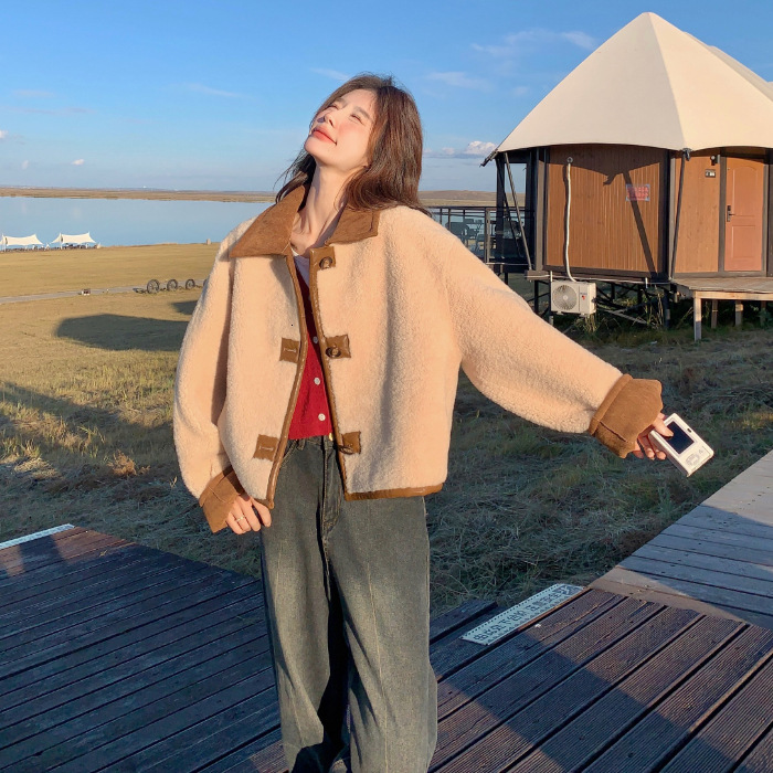 2025 Autumn/Winter Luxury New Top Designer Jacket Women's Reversible Suede Leather design Top Petite Winter Wool Lining Thick Wool Coat