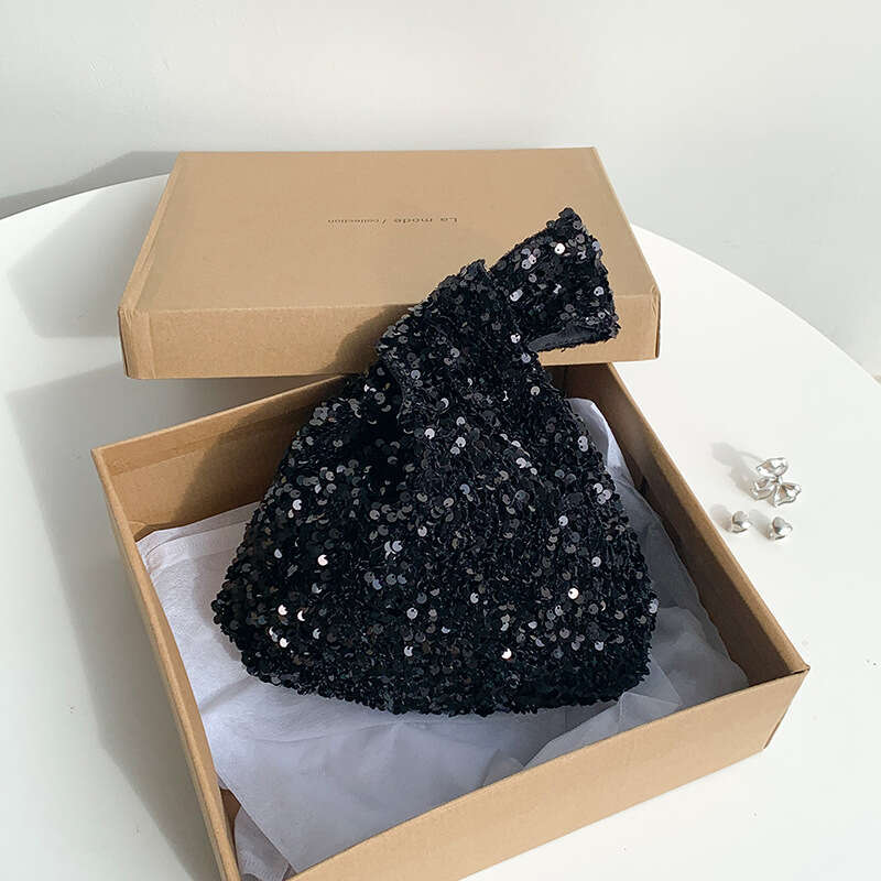 Niche Sequin New Fashion Korean Version Bucket Bag Trendy Silver Bling Handbag For Women B5