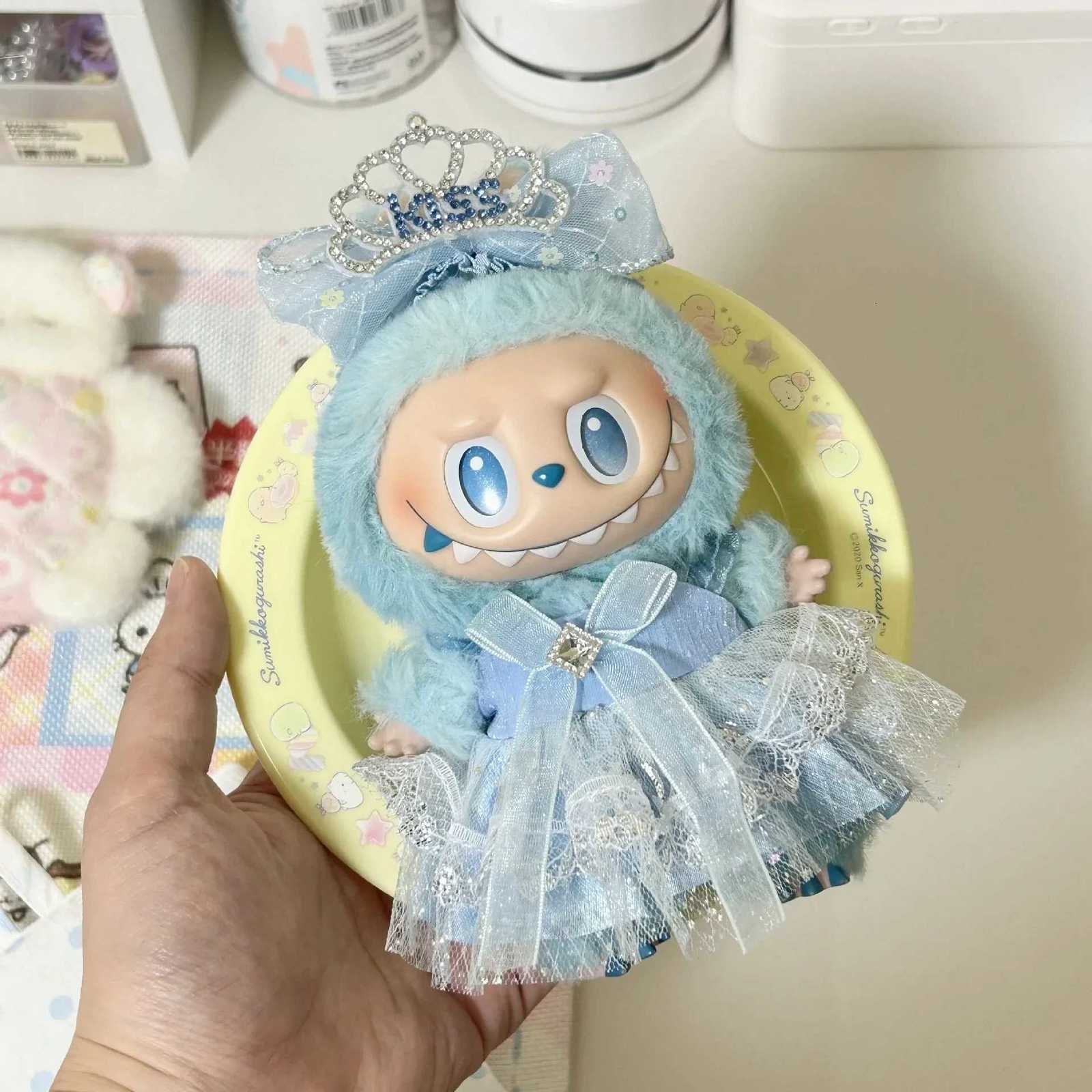 Blue Lolita Princess Skirt Dress for Labubu 30 V1V2 for 17cm Cotton Doll Dress Outfit for Ropa Labubu Doll Clothes Girl GiftT251018