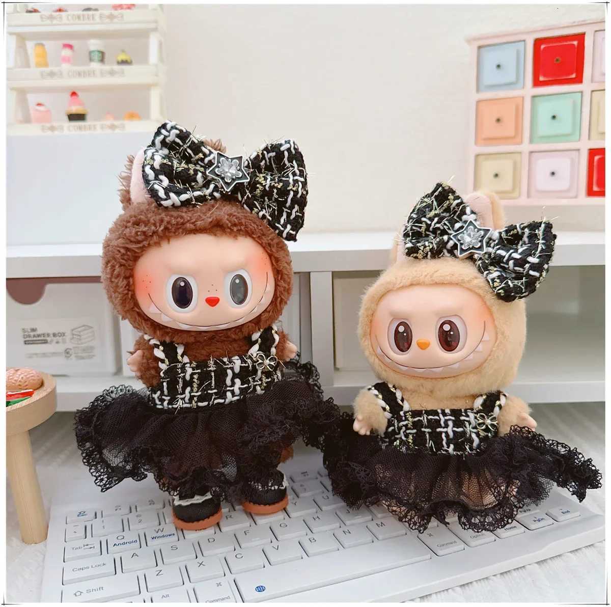 17cm Labubu Doll Accessories Clothes Advanced Luxury Design Sweet Woolen Shawl Suit Skirt Labubu Clothes Messenger Bag LoafersT251018