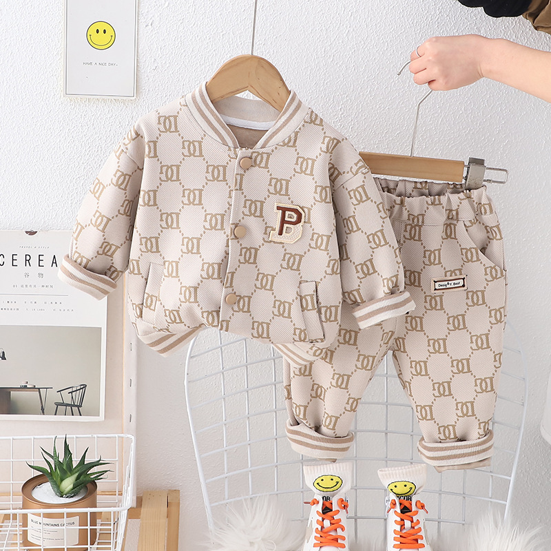 Designer Kids Clothing 2025 New Kids Baseball Jacket Set, Letter Print Two-Piece Outfit, Boys Girls Spring Street Style Sportswear