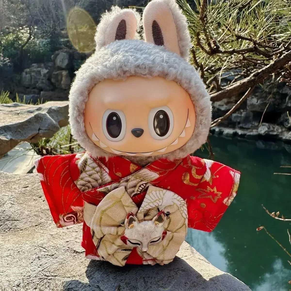 17cm Labubu Idol Doll Kimono Hoodie Outfit Japanese Style Clothing with DIY Accessories Cute Plush Doll Clothes Gift SetT251018