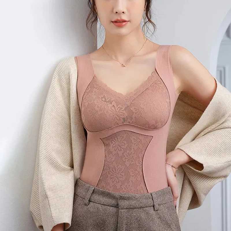 2pcs Woman Thermal Underwear Thermo Lingerie Winter Soft Warm Top Wear Thermo Vest Undershirt Intimate Lace with Bra Padded T251018
