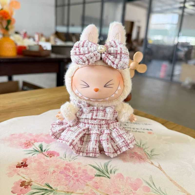 For Labubu 17 Cm Doll Dress Set Accessories Fashion Designer Black And White Plaid Dress Set Diy Mini Doll Dress Girl GiftT251018