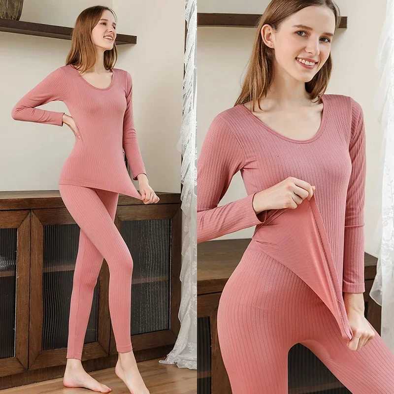 Hot Sales Warm Thermal Underwear Sexy Ladies Intimates Long Johns Women Shaped Sets Female Middle Collar Thermal Shaping Clothes T251018