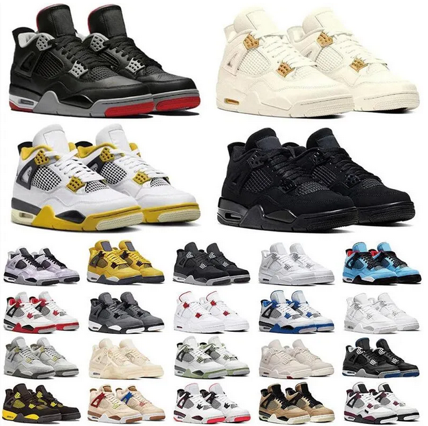 Designer Shoes 4 Basketball Shoes For Men Women 4s Sneaker Military Black Cat Pine Green White Oreo Red Thunder Unc Bred Cacao Medium Olive Sail Mens Trainers Sports