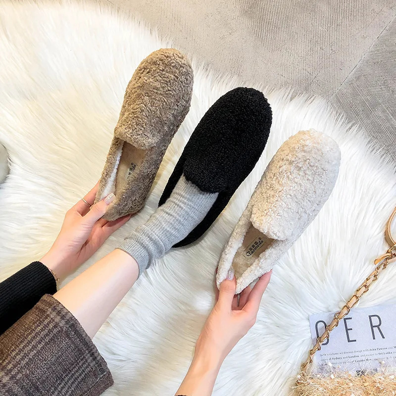 Big Size 3443 Women Lambswool Moccasins Winter Wool Shoes Ladies Ballerinas Warm Fleece Loafers Femme Cold Proof Fur Flats 251013