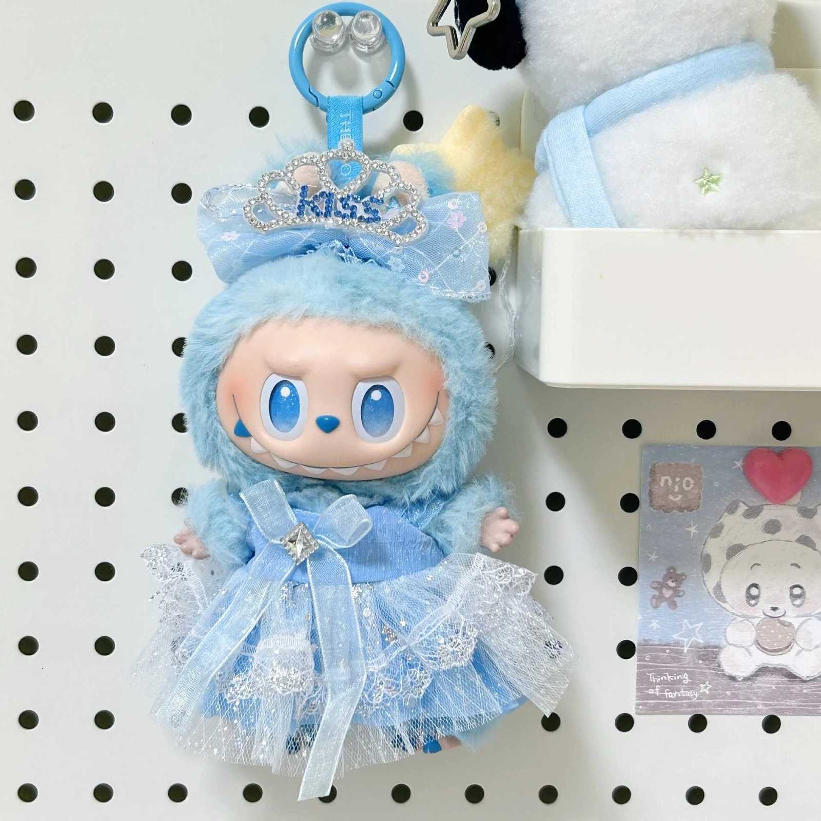 Blue Lolita Princess Skirt Dress for Labubu 30 V1V2 for 17cm Cotton Doll Dress Outfit for Ropa Labubu Doll Clothes Girl GiftT251018