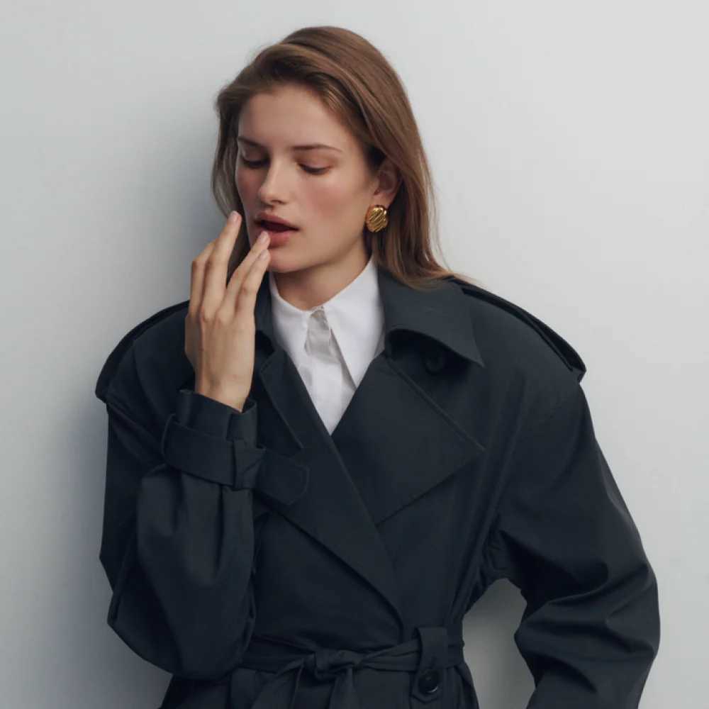 Vintage Stainless Steel Round Oval Chunky Stud Earrings for Women Polished Gold Plated Striped texture Statement JewelryGifts Y251018