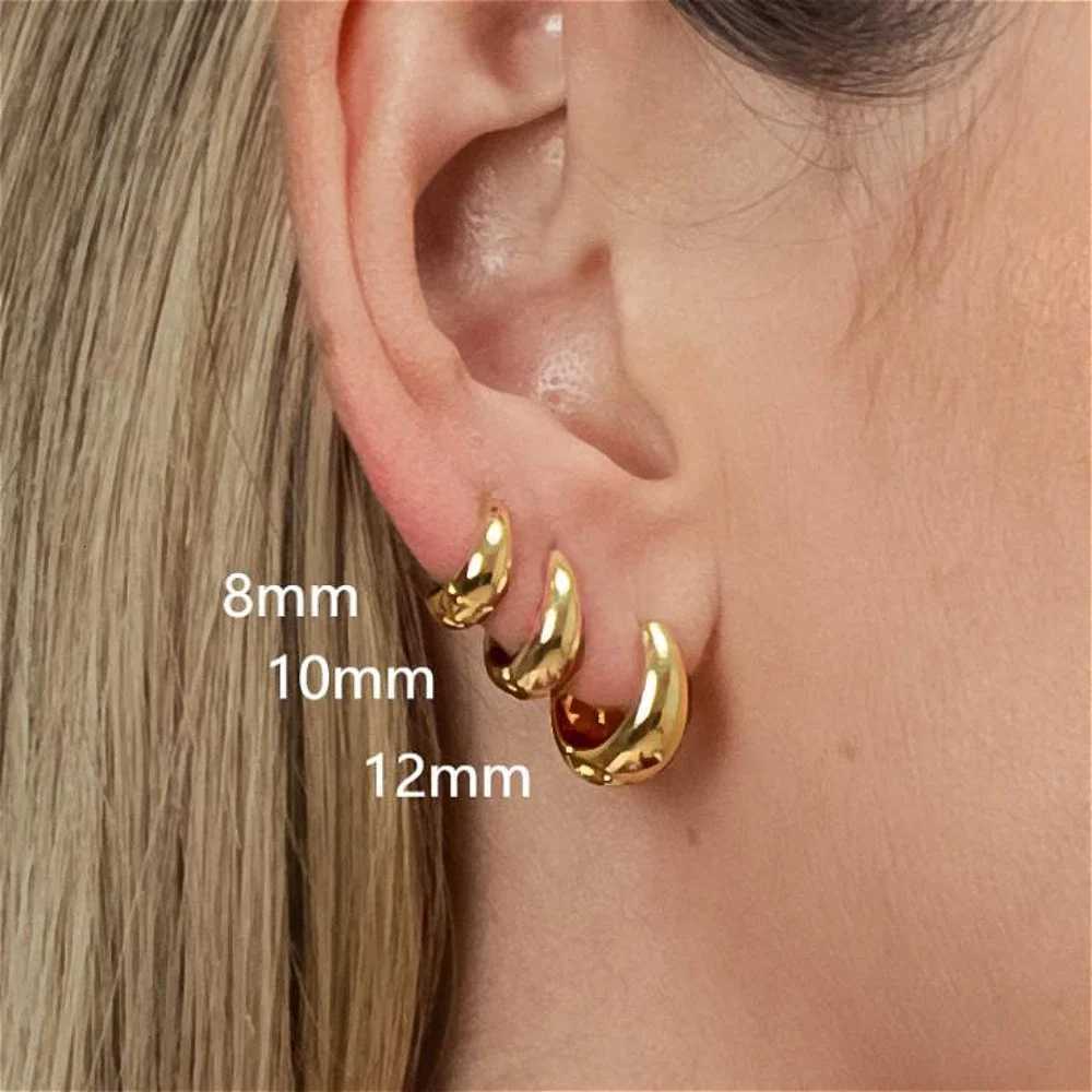 81012mm Minimalist red Stainless Steel Huggie Hoop Earrings For Wen Gold Color Chunky Teardrop Unisex Korean Jewelry X251018