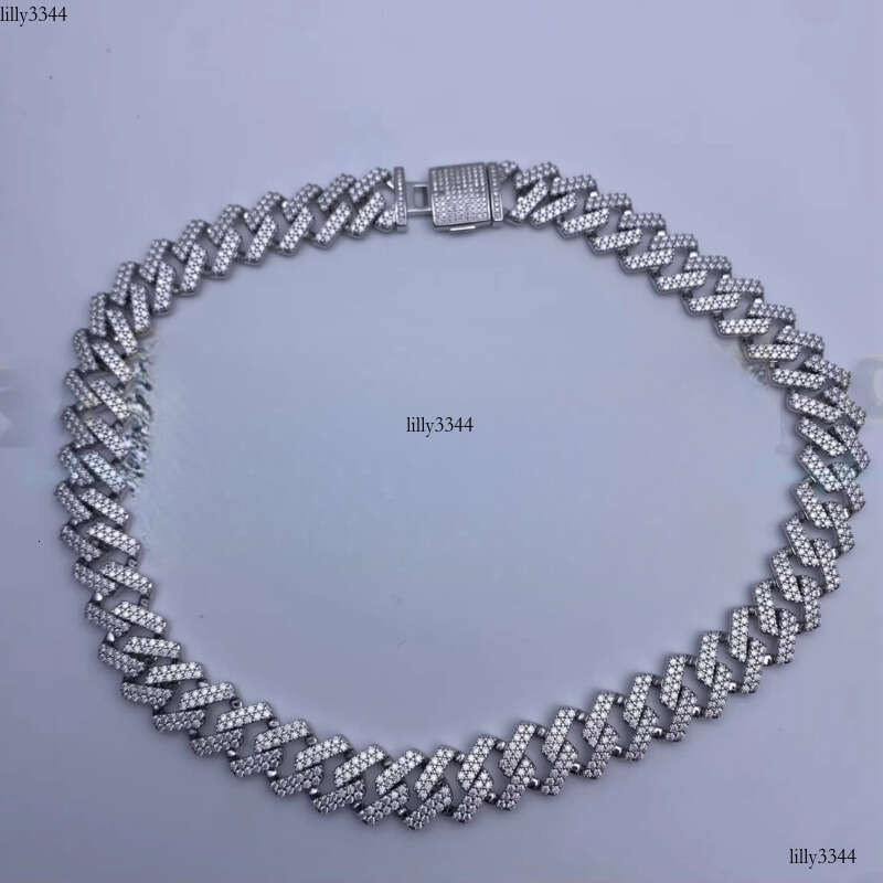Fine Jewelry Moissanite Vvs1 d Color Cuban Link Chain Real Necklace Hip Hop Pass Dia Test Iced Out
