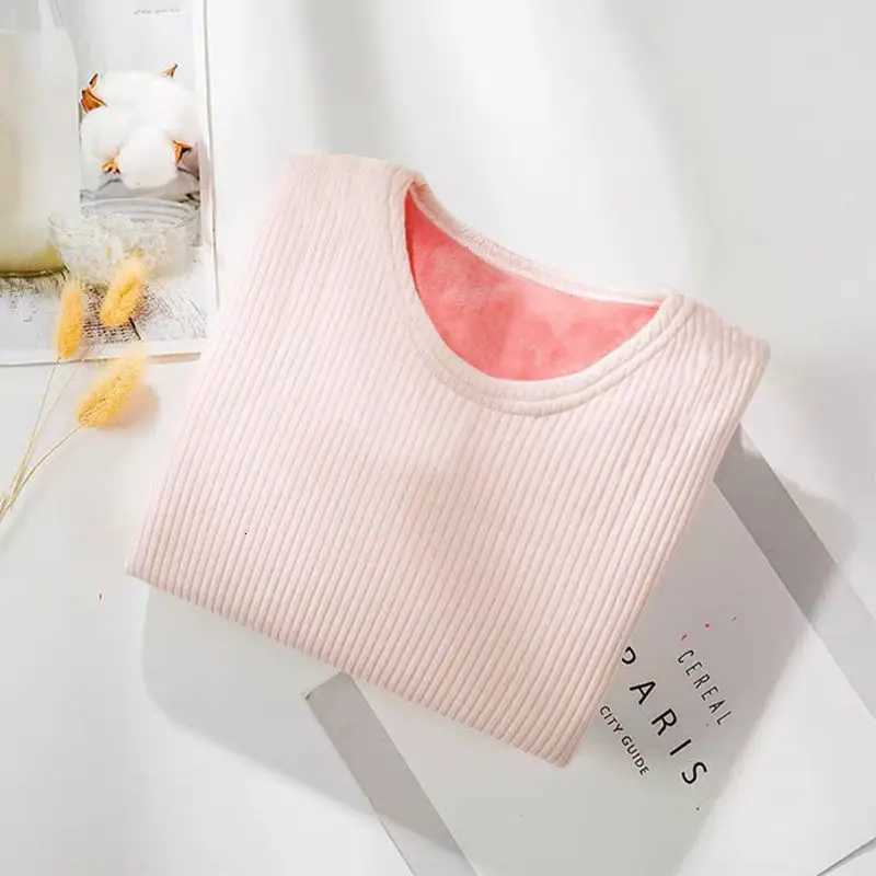 Winter Women Stripe Texture Thermal Top Casual Ocollar Single Layer Thicken Velvet Base Shirt Longsleeved Thermos Undershirt T251018