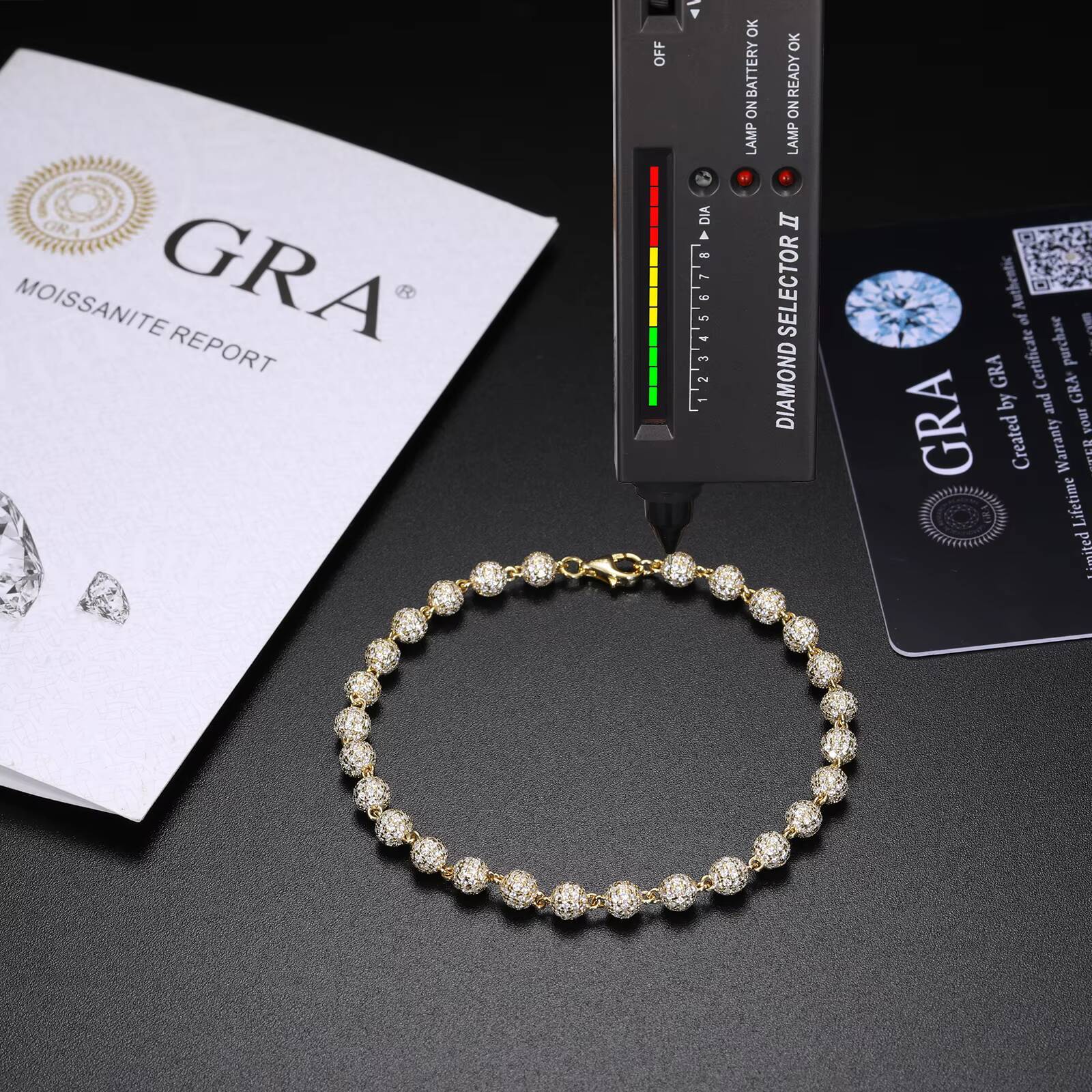 Cheap Price High Quality Hip Hop Jewelry 5mm 925 Sterling Silver VVS Moissanite Diamond Iced Out Bead Link Bracelet for Men