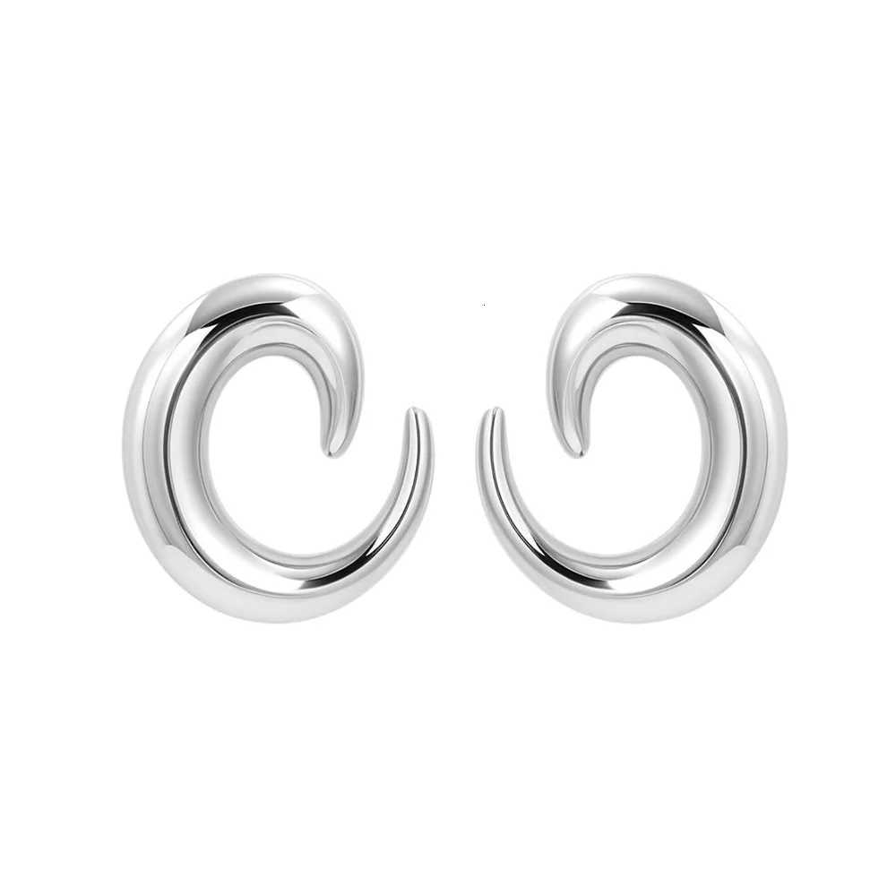 Stainless Steel StripShaped Circular Earrings for Women Punk Geometric Metal Smooth Drop Earrings Statement Waterproof Jewelry Y251018