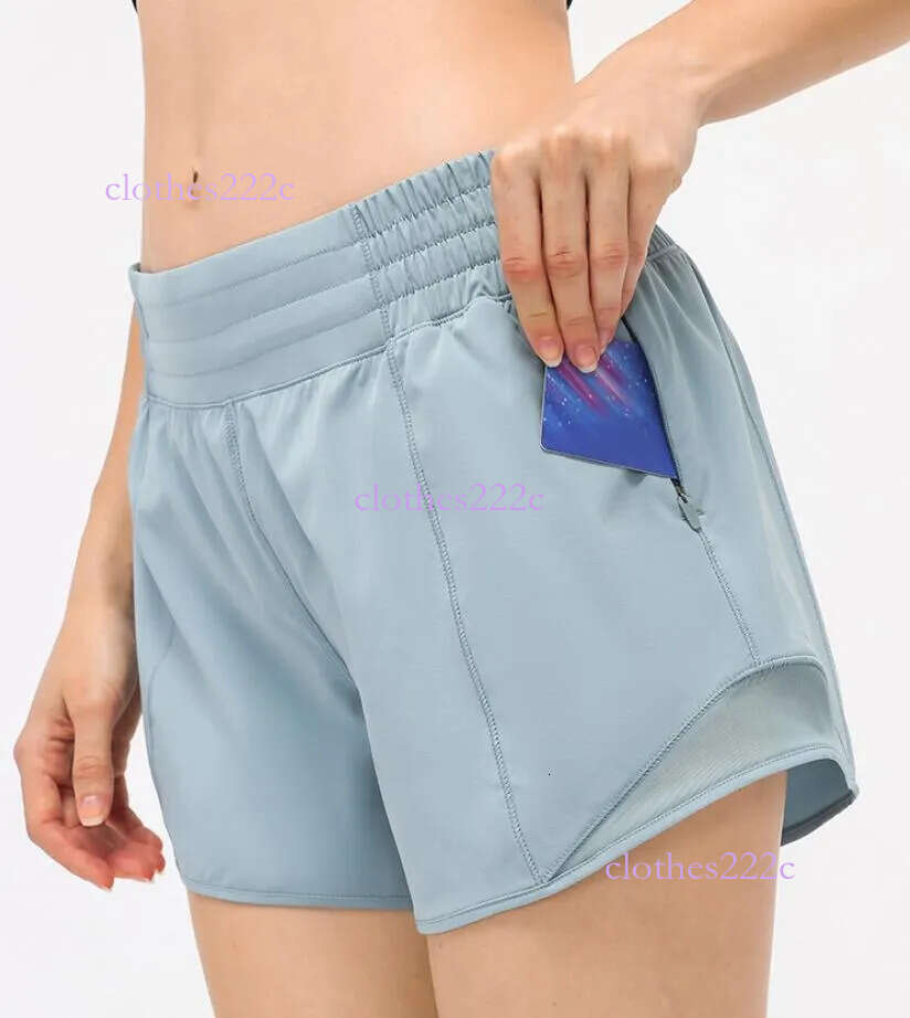 Elastic Waist Mesh Women's Hotty Hot Shorts Yoga Pants Running Fiess Casual Loose Breathable Hidden Zipper Pocket Sports Short Gym Clothes Women 