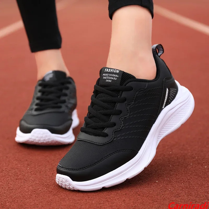 Leather Waterproof Sports Fitness Running Shoes Women Comfort Flat Big Size 3542 Casual Sneakers Ladies Nonslip Jogging Shoes 251013