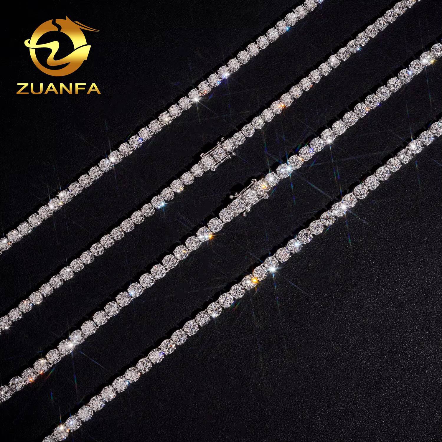 Luxury Hip Hop Jewelry 10k Gold Lab Grown Diamond Tennis Chain 2mm 3mm 4mm 5mm Round Brilliant Cut Diamond Tennis Necklace